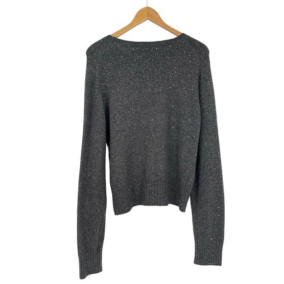 J Crew Alpaca Wool‎ Blend Rhinestone Gray Sweater Size XL Glam Quiet Luxury Soft - Picture 1 of 7